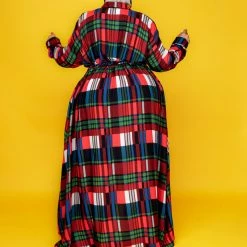 Curvaceous Boutique Red Plaid A-Line Maxi Dress 9 Curvaceous Boutique Red Plaid A-Line Maxi Dress
