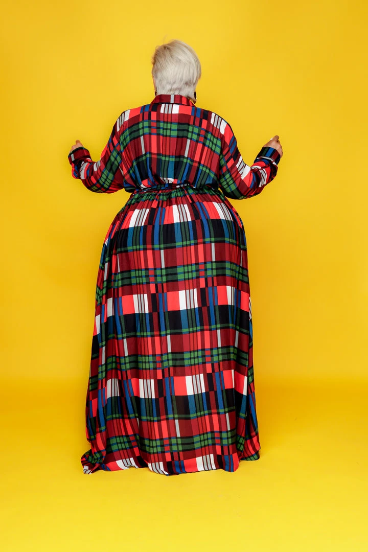 Curvaceous Boutique Red Plaid A-Line Maxi Dress 6 Curvaceous Boutique Red Plaid A-Line Maxi Dress