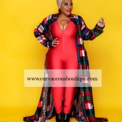 Curvaceous Boutique Red Plaid A-Line Maxi Dress 8 Curvaceous Boutique Red Plaid A-Line Maxi Dress