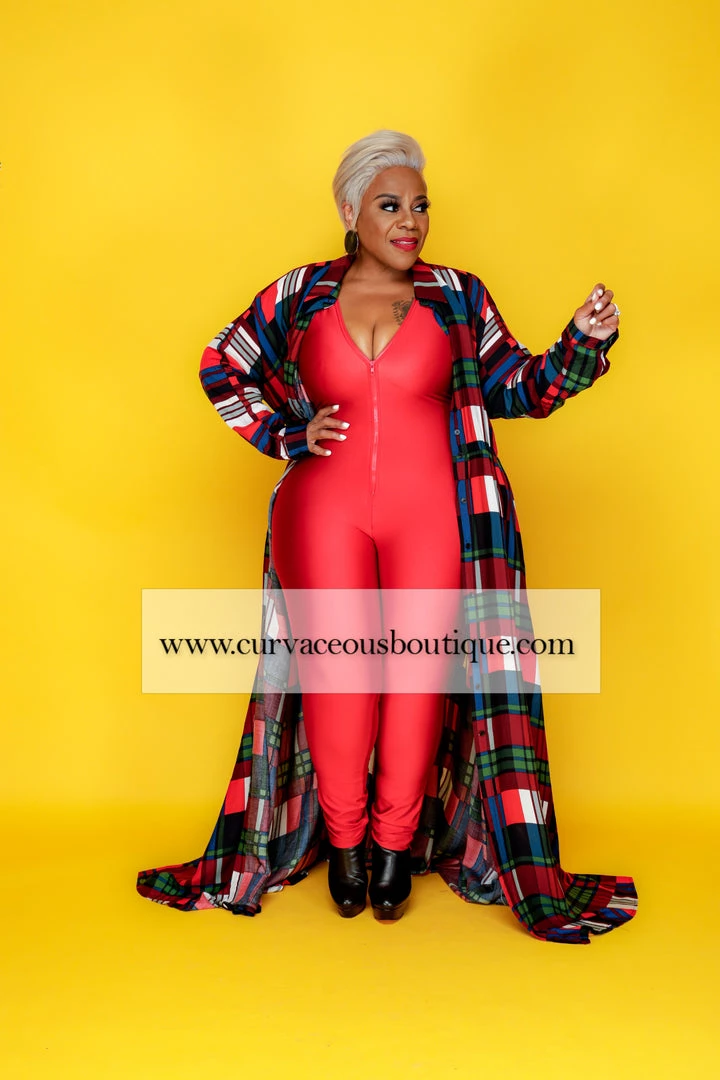 Curvaceous Boutique Red Plaid A-Line Maxi Dress 5 Curvaceous Boutique Red Plaid A-Line Maxi Dress