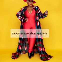 Curvaceous Boutique Red Plaid A-Line Maxi Dress