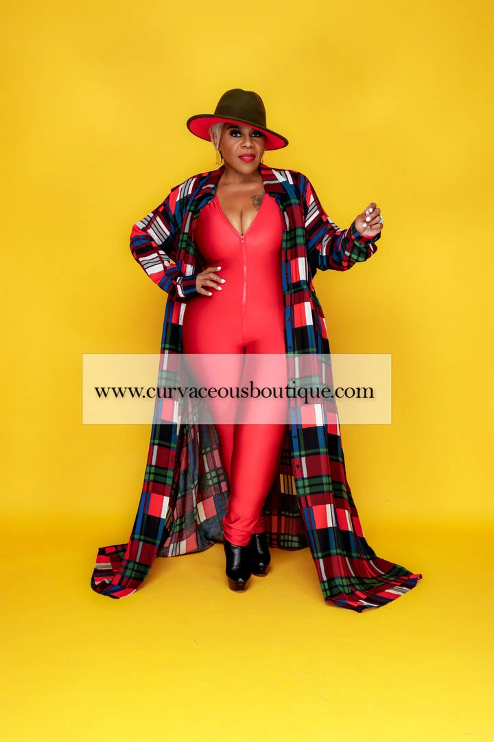 Curvaceous Boutique Red Plaid A-Line Maxi Dress 4 Curvaceous Boutique Red Plaid A-Line Maxi Dress