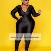 Curvaceous Boutique Black Keyona Zipper Disco Catsuit