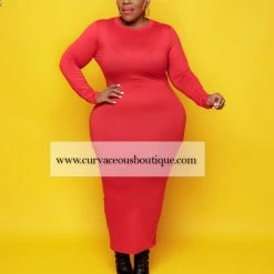 Curvaceous Boutique SALE Red Maxi Body-Con Dress
