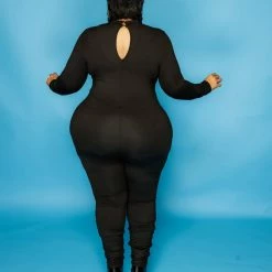 Curvaceous Boutique JUMPSUITS Black Ruched Catsuit