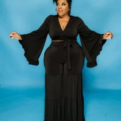 Curvaceous Boutique SETS Black Chaka Pant Set