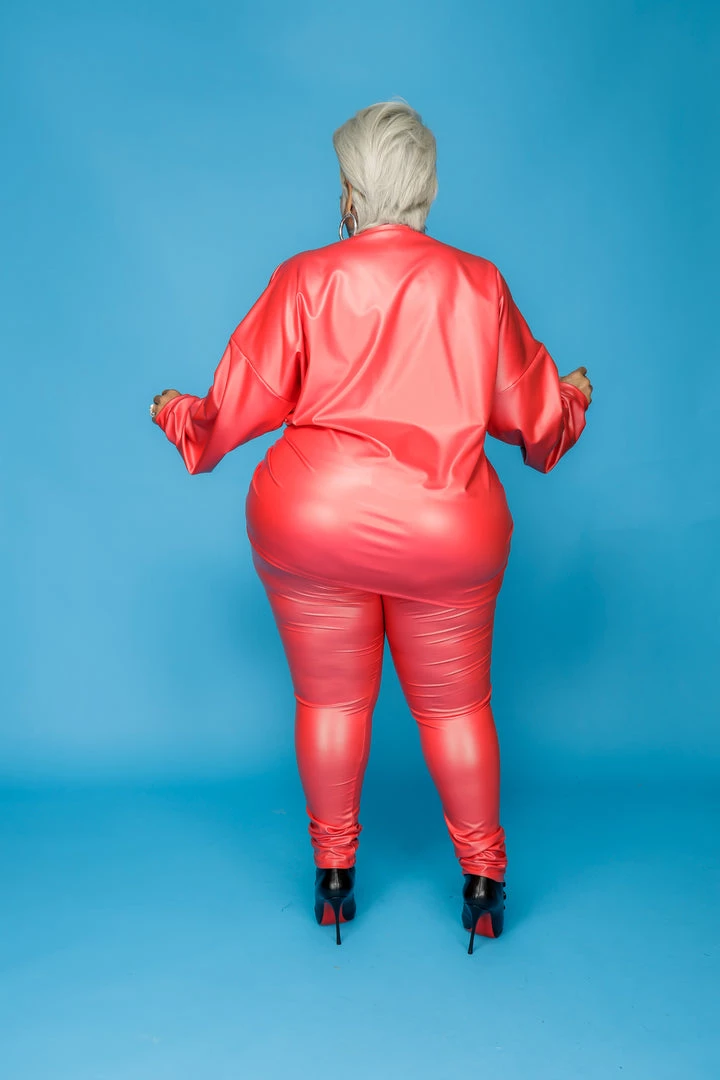 Curvaceous Boutique Red Faux Leather Leggings Set SALE 5 Curvaceous Boutique Red Faux Leather Leggings Set SALE