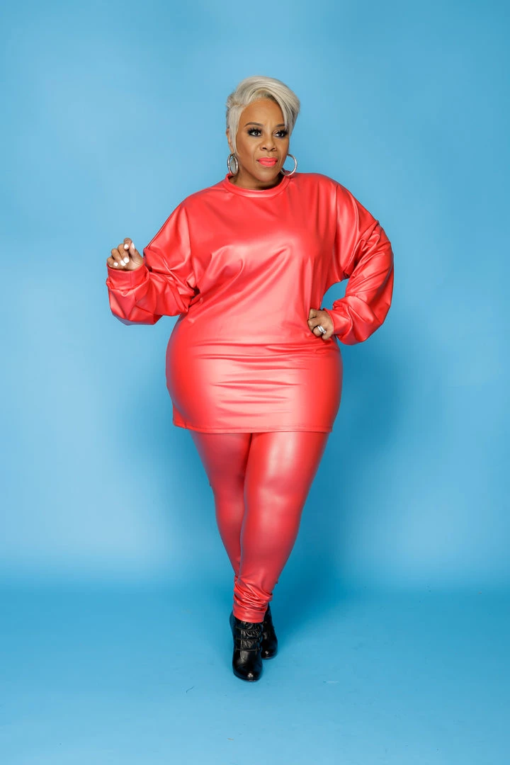 Curvaceous Boutique Red Faux Leather Leggings Set SALE 4 Curvaceous Boutique Red Faux Leather Leggings Set SALE