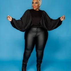 Curvaceous Boutique PANTS Black Leatherette Skinny Jeans