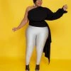Curvaceous Boutique Black Cascading One Sleeve Top 1 Curvaceous Boutique Black Cascading One Sleeve Top