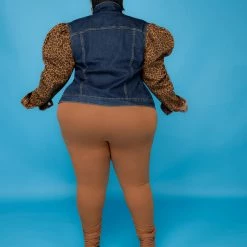Curvaceous Boutique Animal Puff Sleeve Denim Jacket BLAZERS/VESTS/JACKETS