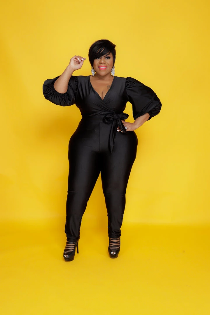 Curvaceous Boutique Black Balloon Sleeves Jumpsuit NEW 2 Curvaceous Boutique Black Balloon Sleeves Jumpsuit NEW