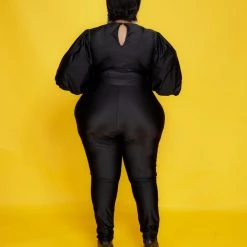 Curvaceous Boutique Black Balloon Sleeves Jumpsuit NEW 6 Curvaceous Boutique Black Balloon Sleeves Jumpsuit NEW