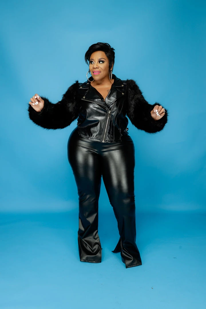 Curvaceous Boutique Fur Sleeve Pleather Motor Jacket 4 Curvaceous Boutique Fur Sleeve Pleather Motor Jacket