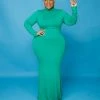 Curvaceous Boutique Green Lala Turtleneck Maxi Dress DRESSES