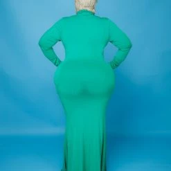 Curvaceous Boutique Green Lala Turtleneck Maxi Dress DRESSES