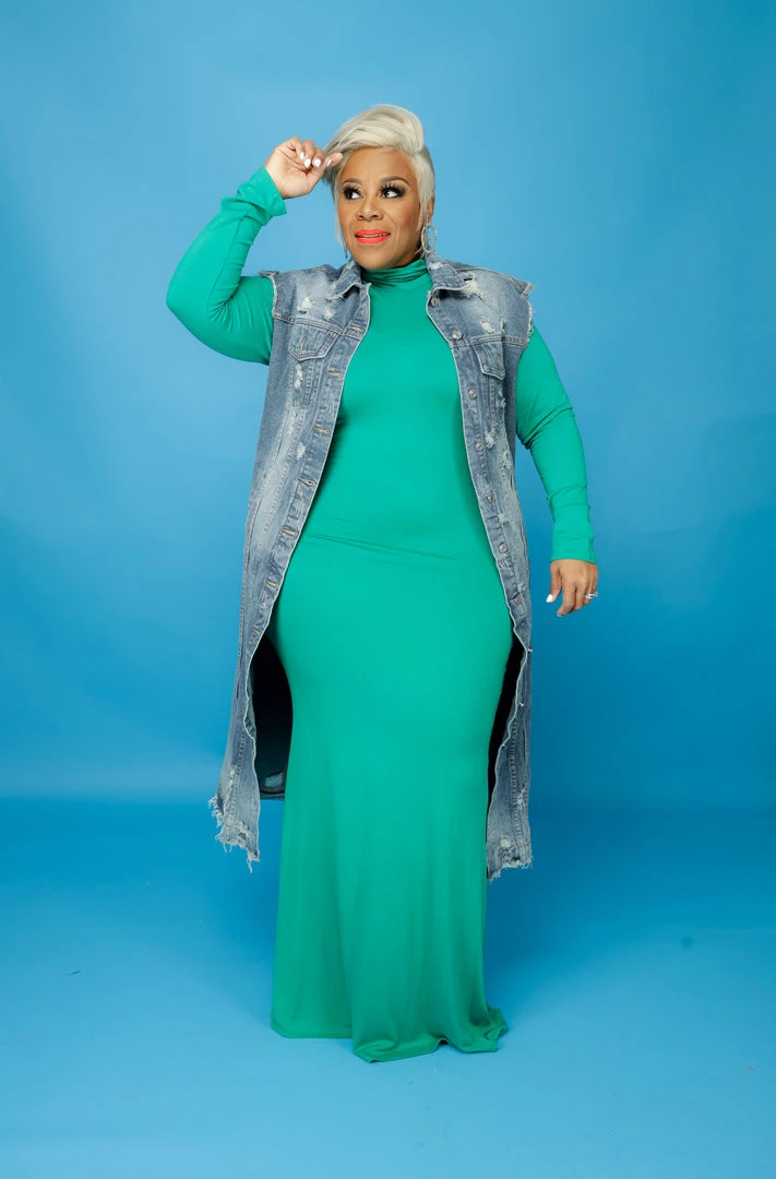 Curvaceous Boutique Green Lala Turtleneck Maxi Dress DRESSES 5 Curvaceous Boutique Green Lala Turtleneck Maxi Dress DRESSES