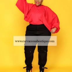 Curvaceous Boutique Red Puff Sleeve Top