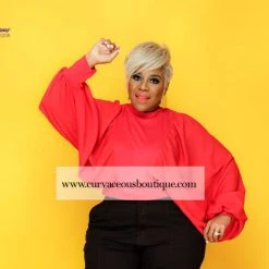 Curvaceous Boutique Red Puff Sleeve Top