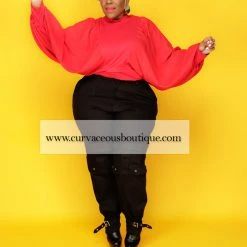 Curvaceous Boutique Red Puff Sleeve Top