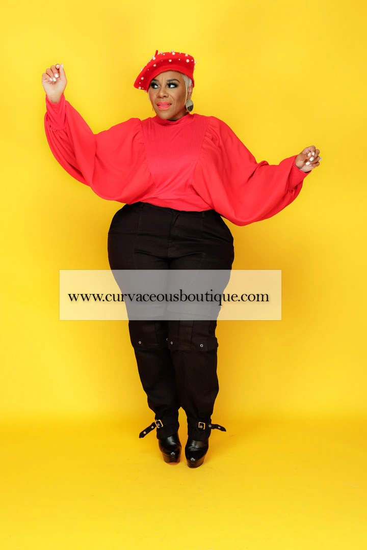 Curvaceous Boutique Black Buckle Cargo Pants SALE 4 Curvaceous Boutique Black Buckle Cargo Pants SALE