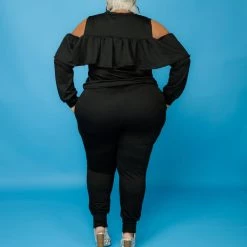 Curvaceous Boutique Black Candice Ruffle Set SETS