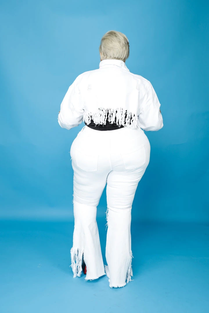 Curvaceous Boutique White Fringe Denim Jacket 4 Curvaceous Boutique White Fringe Denim Jacket