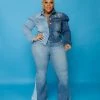 Curvaceous Boutique Two Shade Puff Sleeve Denim Jacket 1 Curvaceous Boutique Two Shade Puff Sleeve Denim Jacket