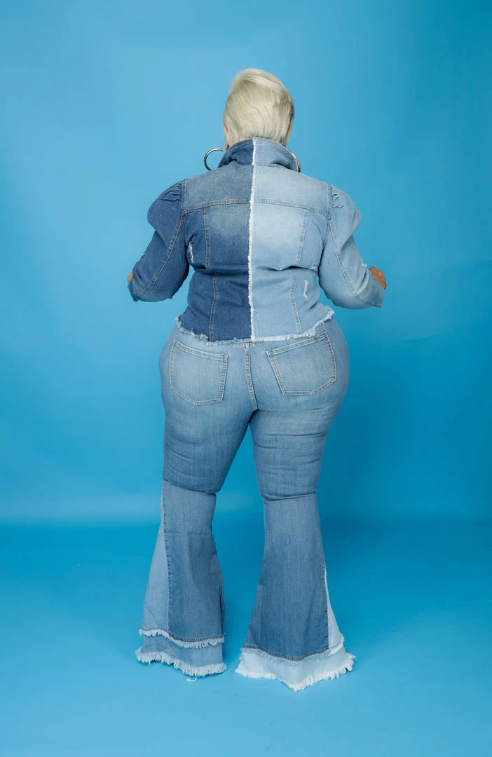 Curvaceous Boutique Two Shade Puff Sleeve Denim Jacket 4 Curvaceous Boutique Two Shade Puff Sleeve Denim Jacket