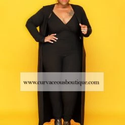 Curvaceous Boutique SETS Black Rib Me Duster Set