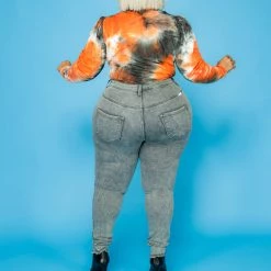 Curvaceous Boutique Gray Acid Wash Jeans