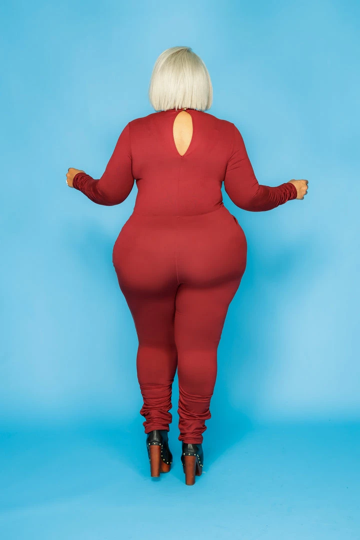 Curvaceous Boutique Burgundy Ruched Catsuit JUMPSUITS 4 Curvaceous Boutique Burgundy Ruched Catsuit JUMPSUITS