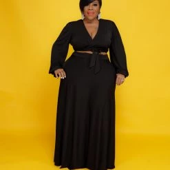 Curvaceous Boutique NEW Black Lashun Maxi Skirt Set