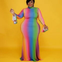 Curvaceous Boutique Sherbet Flavor Mermaid Dress NEW