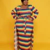 Curvaceous Boutique Rainbow Stripe Duster Set DRESSES