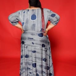 Curvaceous Boutique DRESSES Extended Size Navy Circle Gabby Dress