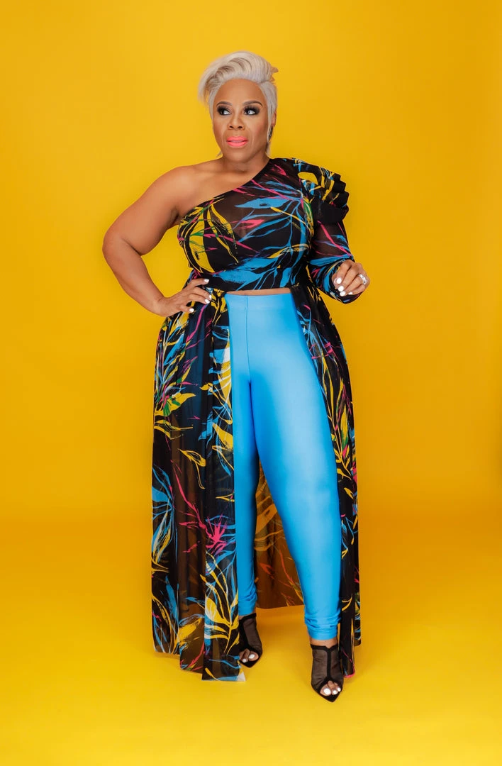 Curvaceous Boutique Turquoise Print One Sleeve Top NEW 4 Curvaceous Boutique Turquoise Print One Sleeve Top NEW