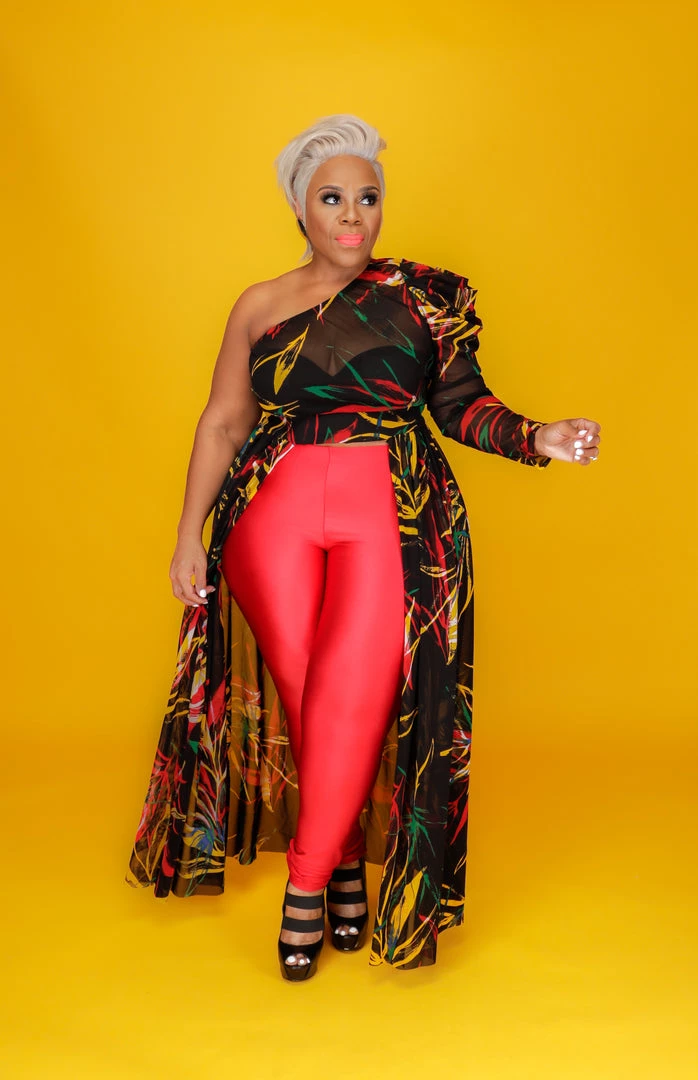 Curvaceous Boutique NEW Red Print One Sleeve Sheer Top 5 Curvaceous Boutique NEW Red Print One Sleeve Sheer Top