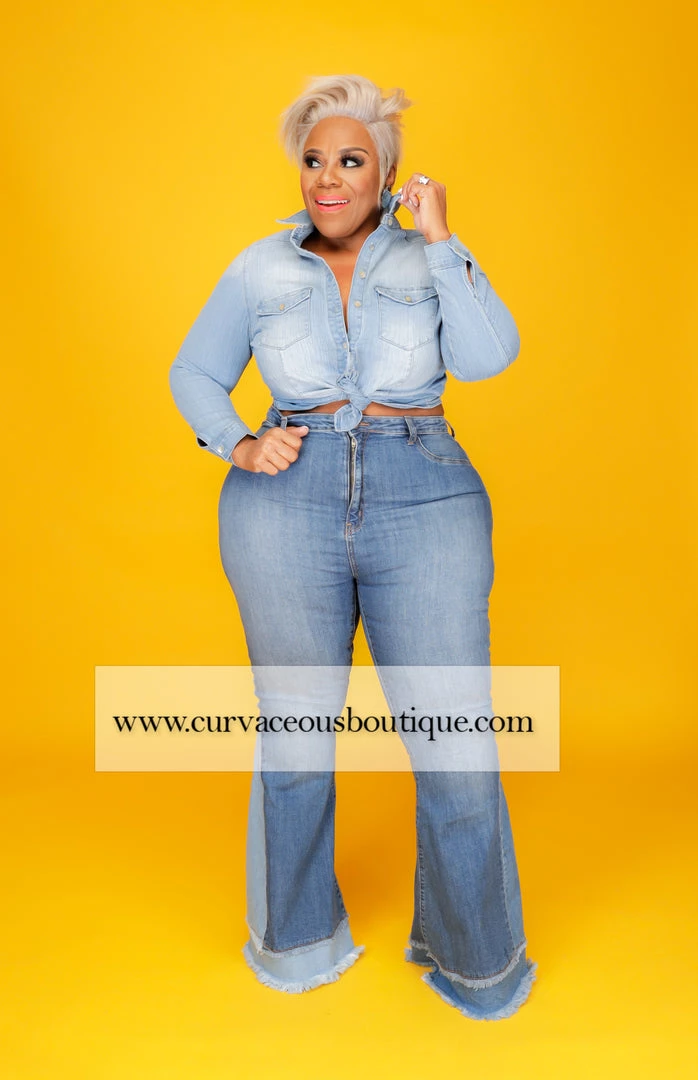 Curvaceous Boutique Medium Duo Tone Flare Jeans 3 Curvaceous Boutique Medium Duo Tone Flare Jeans