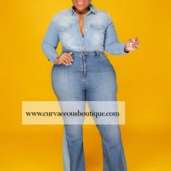 Curvaceous Boutique Medium Duo Tone Flare Jeans 11 Curvaceous Boutique Medium Duo Tone Flare Jeans