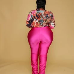 Curvaceous Boutique NEW Pink Floral Plunge Body-Suit