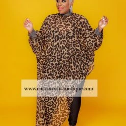 Curvaceous Boutique Leopard Chiffon Asymmetric Top