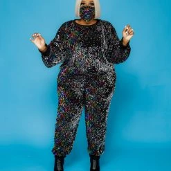 Curvaceous Boutique Rainbow Sequin Jogger Set SETS 6 Curvaceous Boutique Rainbow Sequin Jogger Set SETS