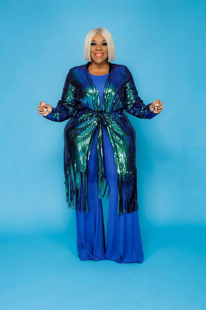 Curvaceous Boutique Blue Seqiun Fringe Duster 3 Curvaceous Boutique Blue Seqiun Fringe Duster
