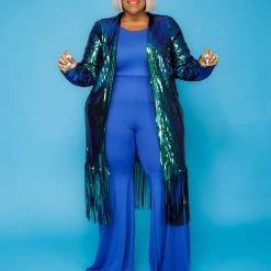 Curvaceous Boutique Blue Seqiun Fringe Duster 7 Curvaceous Boutique Blue Seqiun Fringe Duster