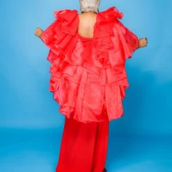 Curvaceous Boutique Red Whitney Chiffon Draped Gown