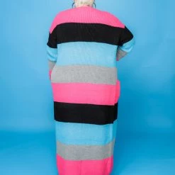 Curvaceous Boutique Fuchsia Stripe Knit Cardigan