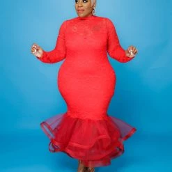 Curvaceous Boutique NEW Red Voluptuous Lace Dress