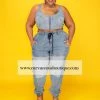 Curvaceous Boutique Tank Patchwork Denim Set