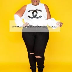 Curvaceous Boutique White Curvaceous Cutie CC Sweatshirt TOPS